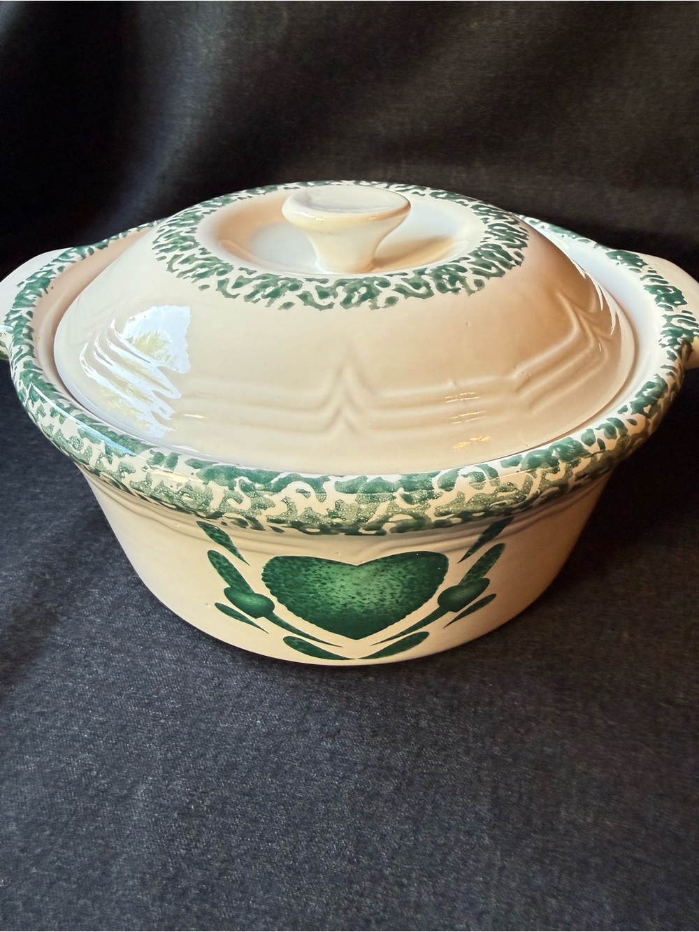 Vintage Corelle Heart Stoneware 2qt Covered Casserole Dish